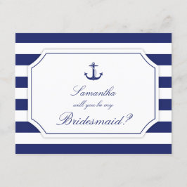 Kommer du att bli min Bridesmaid Nautical Anchor B Inbjudningar