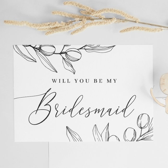 Kommer du att bli min bridesmaid? | Olive Elegant  Vykort (Skapare uppladdad)
