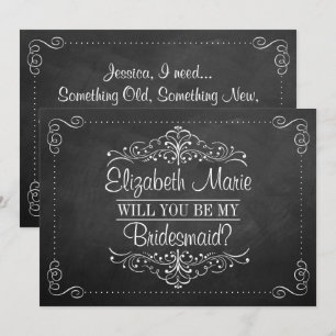 Kommer du att bli min Bridesmaid? Ornate Chalkboar Inbjudningar