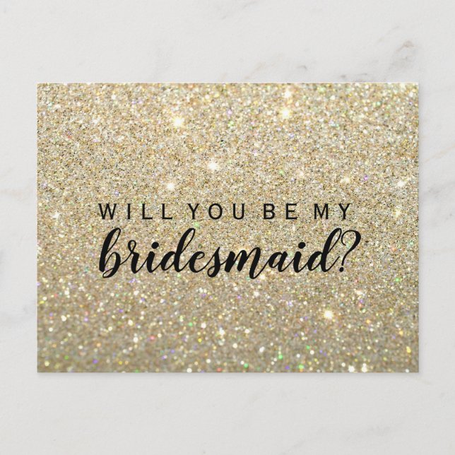 Kommer du att bli min Bridesmaid PC - GoldGlitFab  Inbjudan Vykort (Framsida)