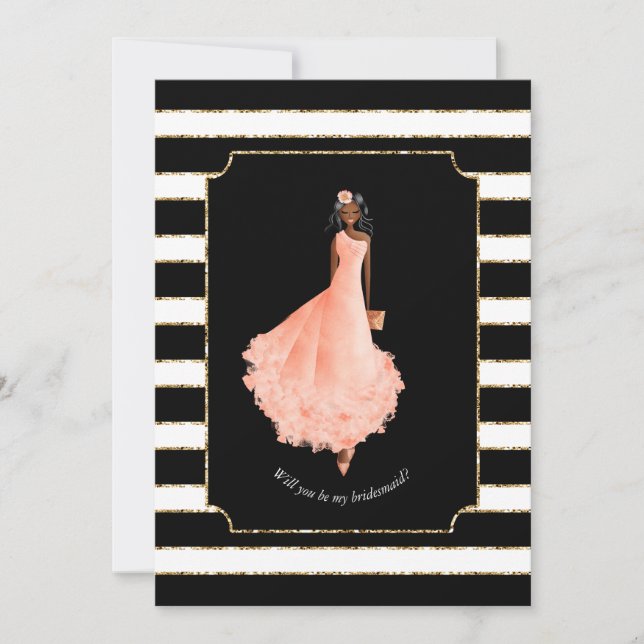 Kommer du att bli min Bridesmaid Peach Dress Rand  Inbjudningar (Framsida)