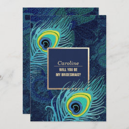 Kommer du att bli min Bridesmaid? Peacock Feather Inbjudningar
