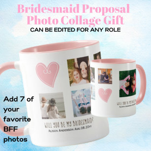 Kommer du att bli min Bridesmaid PHOTO COLLAGE BFF Mugg