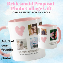 Kommer du att bli min Bridesmaid PHOTO COLLAGE BFF Mugg