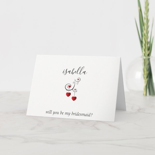 Kommer du att bli min Bridesmaid - Red Hearts? Inbjudan (Framsida)