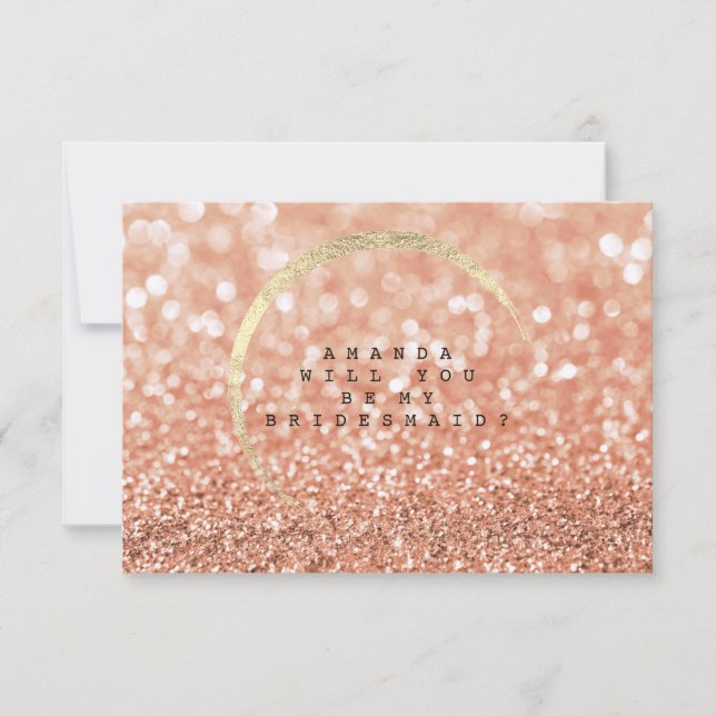 Kommer du att bli min bridesmaid Ro  Guld Glitter Inbjudningar (Framsida)