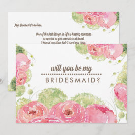 Kommer du att bli min Bridesmaid? Romantic Ro Inbjudningar