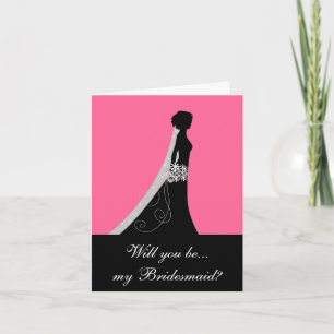 Kommer du att bli min Bridesmaid? Rosa för anteckn Inbjudan