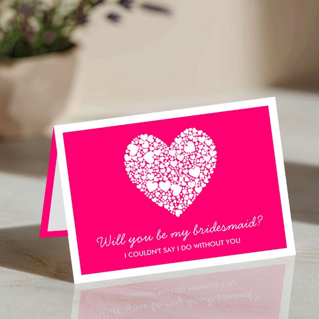 Kommer du att bli min Bridesmaid? Rosa Heart Card Inbjudan (Skapare uppladdad)