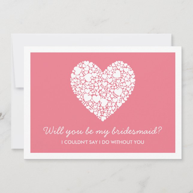 Kommer du att bli min Bridesmaid? Rosa Heart Card Inbjudningar (Framsida)