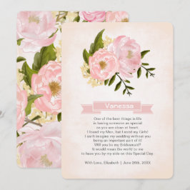 Kommer du att bli min Bridesmaid? Rosa Peonies Inbjudningar