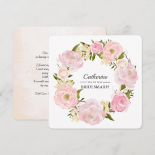 Kommer du att bli min Bridesmaid?  Rosa Peony Wand Inbjudningar
