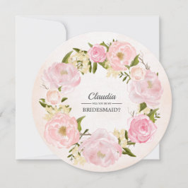 Kommer du att bli min Bridesmaid?  Rosa Peony Wand Inbjudningar