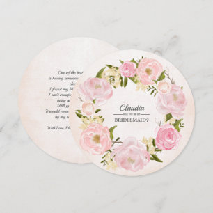 Kommer du att bli min Bridesmaid? Rosa Peony Wand Inbjudningar
