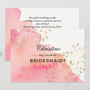 Kommer du att bli min Bridesmaid? Rosa Persika v Inbjudningar