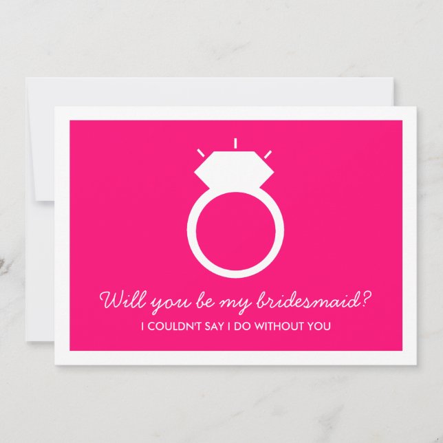 Kommer du att bli min Bridesmaid? Rosa Ring-kort Inbjudningar (Framsida)
