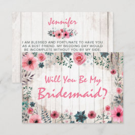 Kommer du att bli min Bridesmaid? Rustic Blommigt  Inbjudningar