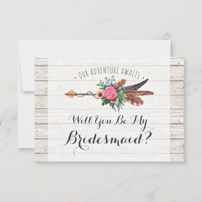 Kommer du att bli min Bridesmaid? Rustic Bohemian  Inbjudningar (Framsida)