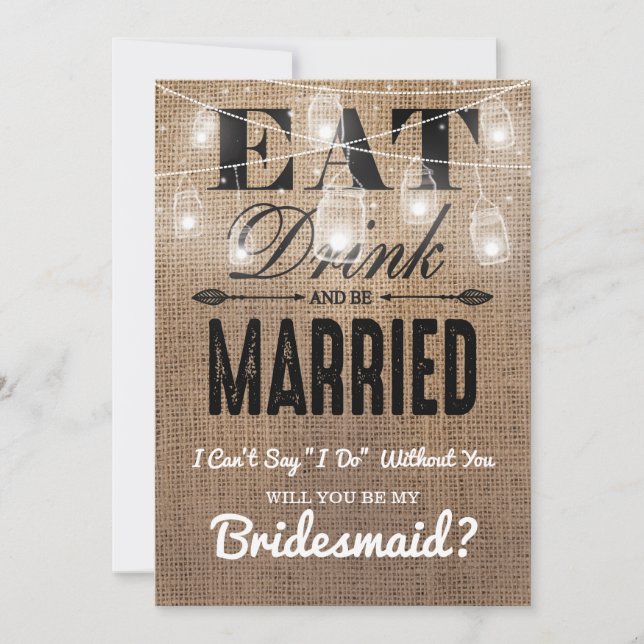 Kommer du att bli min Bridesmaid? | Rustic Bridesm Inbjudningar (Framsida)