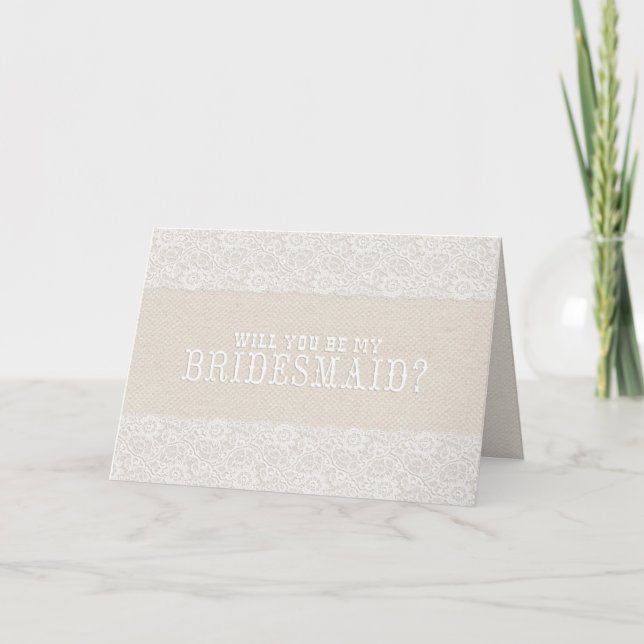 Kommer du att bli min Bridesmaid? | Rustic Burlap  Inbjudan (Framsida)