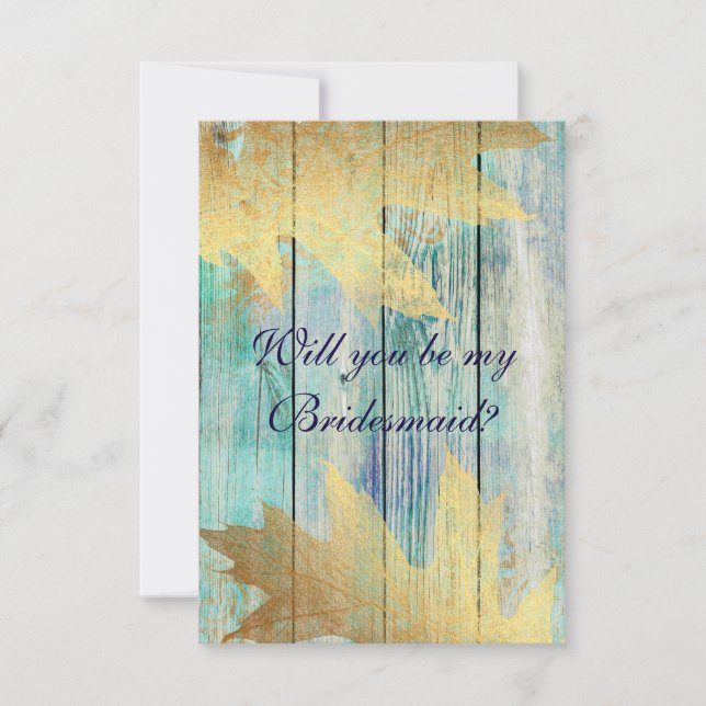 Kommer du att bli min Bridesmaid? Rustic Golden Mi Inbjudningar (Framsida)