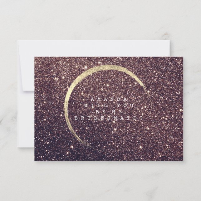 Kommer du att bli min Bridesmaid Rustic Guld Glitt Inbjudningar (Framsida)