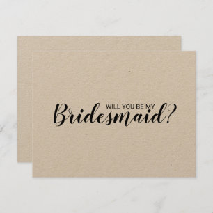 Kommer du att bli min Bridesmaid? Rustic Kraft Pap Inbjudningar
