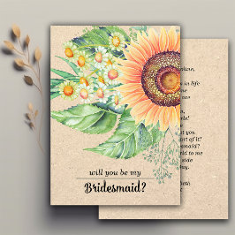 Kommer du att bli min Bridesmaid? Rustic Solblommo Inbjudningar