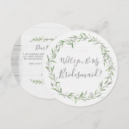 Kommer du att bli min Bridesmaid Rustic Wood & Wan Inbjudningar