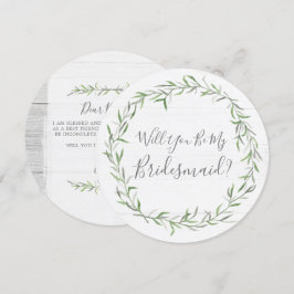 Kommer du att bli min Bridesmaid Rustic Wood & Wan Inbjudningar