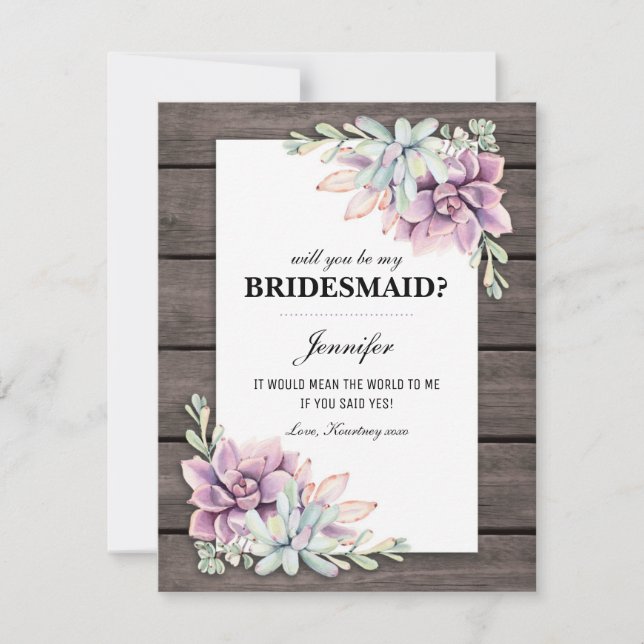 Kommer du att bli min Bridesmaid? | Rustiska socke Inbjudningar (Framsida)