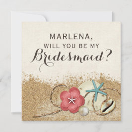 Kommer du att bli min Bridesmaid? Sandy Beach Wedd Inbjudningar