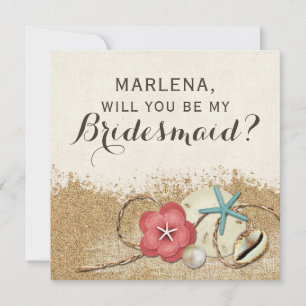Kommer du att bli min Bridesmaid? Sandy Beach Wedd Inbjudningar