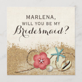 Kommer du att bli min Bridesmaid? Sandy Beach Wedd Inbjudningar
