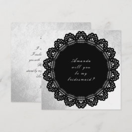Kommer du att bli min Bridesmaid Silver Black? Inbjudningar