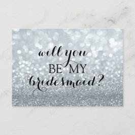 Kommer du att bli min Bridesmaid - Silver Glitter Inbjudningar