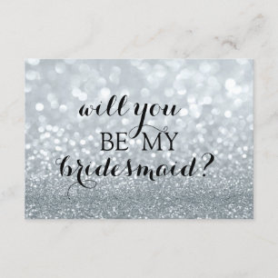 Kommer du att bli min Bridesmaid - Silver Glitter Inbjudningar