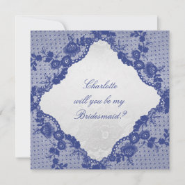 Kommer du att bli min Bridesmaid? Silver marinblå  Inbjudningar