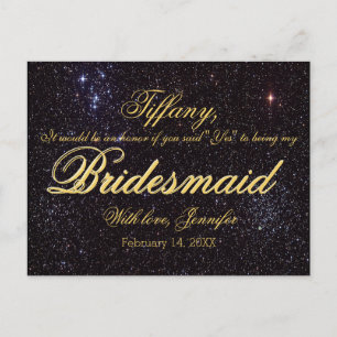 Kommer du att bli min Bridesmaid? Starry Night Inbjudan Vykort
