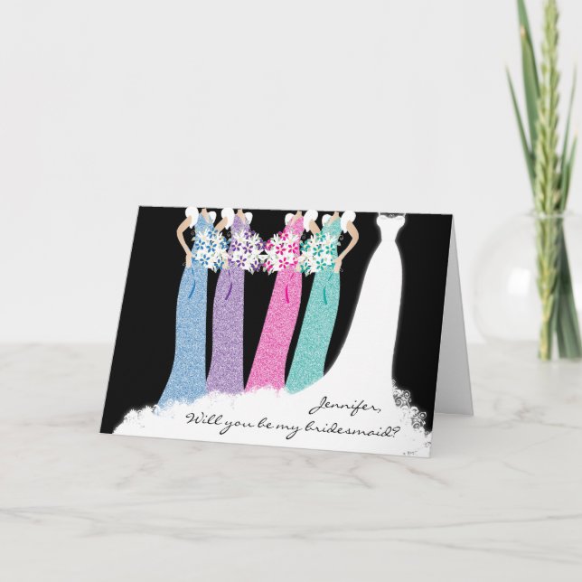 Kommer du att bli min Bridesmaid? Tack Kort (Framsida)