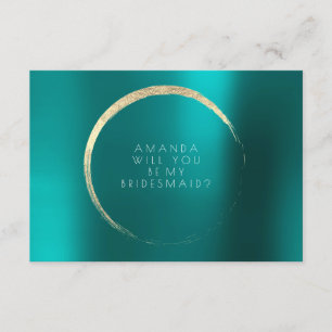 Kommer du att bli min Bridesmaid Teal Grönt Guld m Inbjudningar