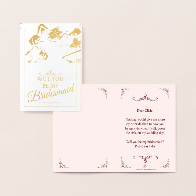 Kommer du att bli min Bridesmaid? Tre Ljugande Bri Folierat Kort (Display)