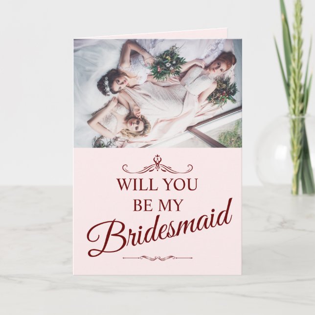 Kommer du att bli min Bridesmaid? Tre Ljugande Bri Helgkort (Framsida)