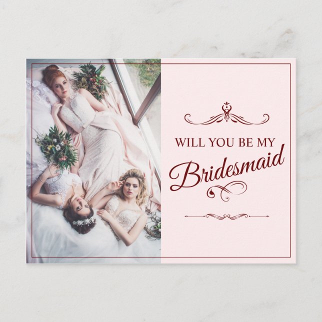 Kommer du att bli min Bridesmaid? Tre Ljugande Bri Inbjudan Vykort (Framsida)