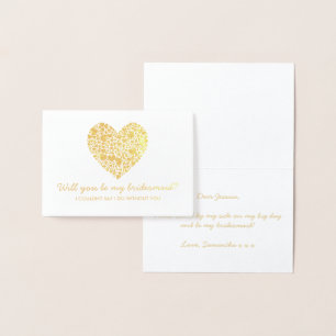 Kommer du att bli min Bridesmaid? Trendig Heart Folierat Kort