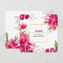 Kommer du att bli min Bridesmaid? Vattenfärgad Blo Inbjudningar