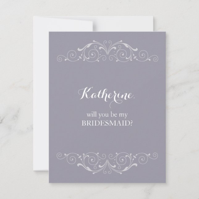 Kommer du att bli min Bridesmaid Victorian Swirls? Inbjudningar (Framsida)