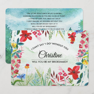 Kommer du att bli min Bridesmaid? Vild Meadow Wild Inbjudningar