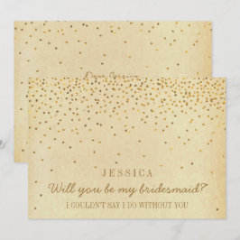 Kommer du att bli min Bridesmaid? Vintage Guld Con Inbjudningar