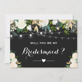 Kommer du att bli min Bridesmaid Watercolor Ivory  Inbjudningar